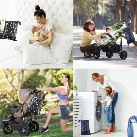 Baby Wet Dry Bags 2 Pack Waterproof Reusable Diaper Swimsuit Travel Organizer - Picture 7 of 8